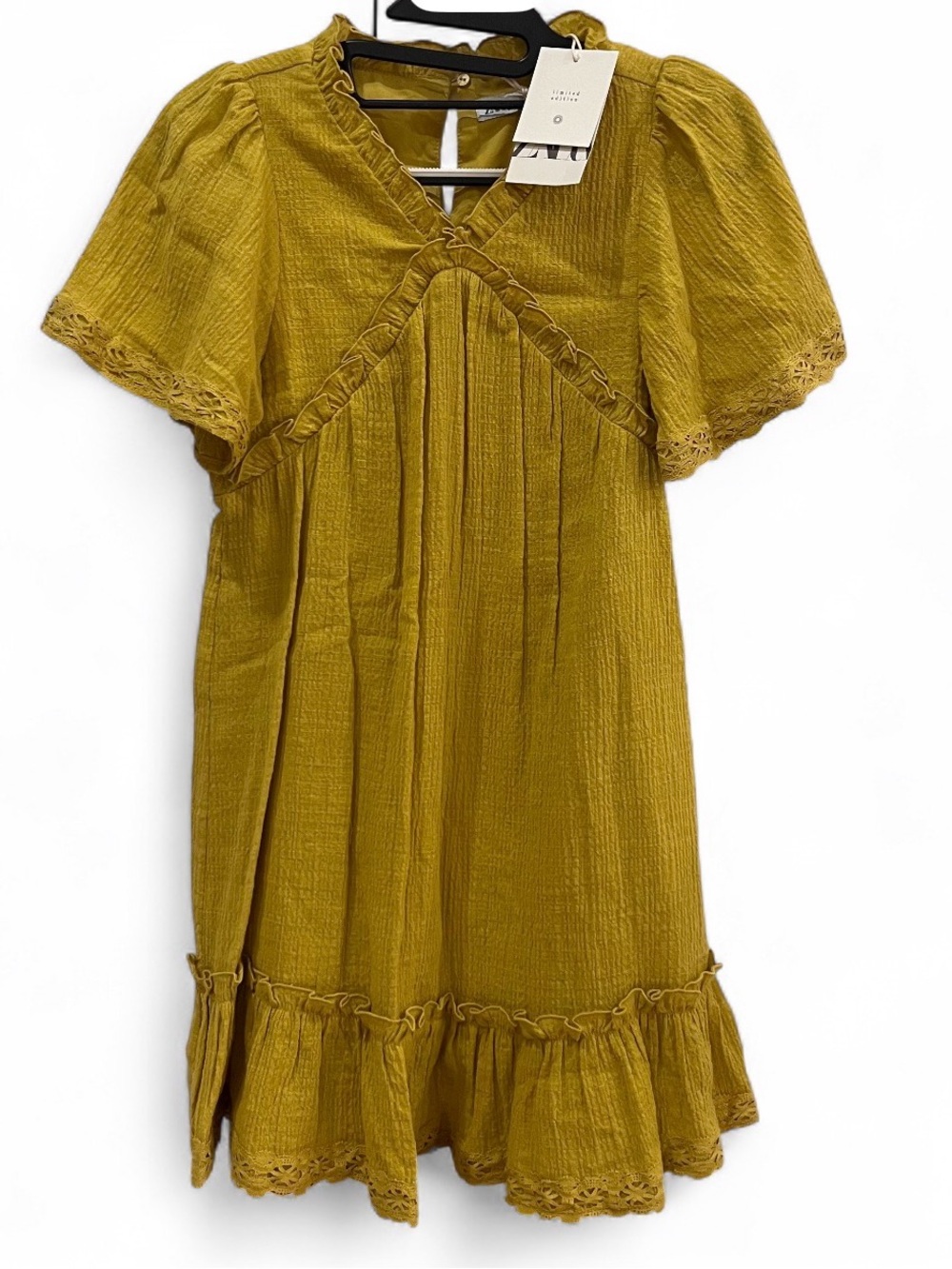 ZARA- Kids size 10 Mustard Ruffle-Trim Dress